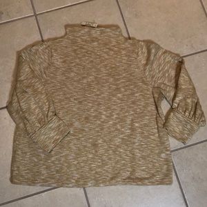 Madewell golden wheat and cream heathered mock neck 3/4 sleeve sweater Size XL
